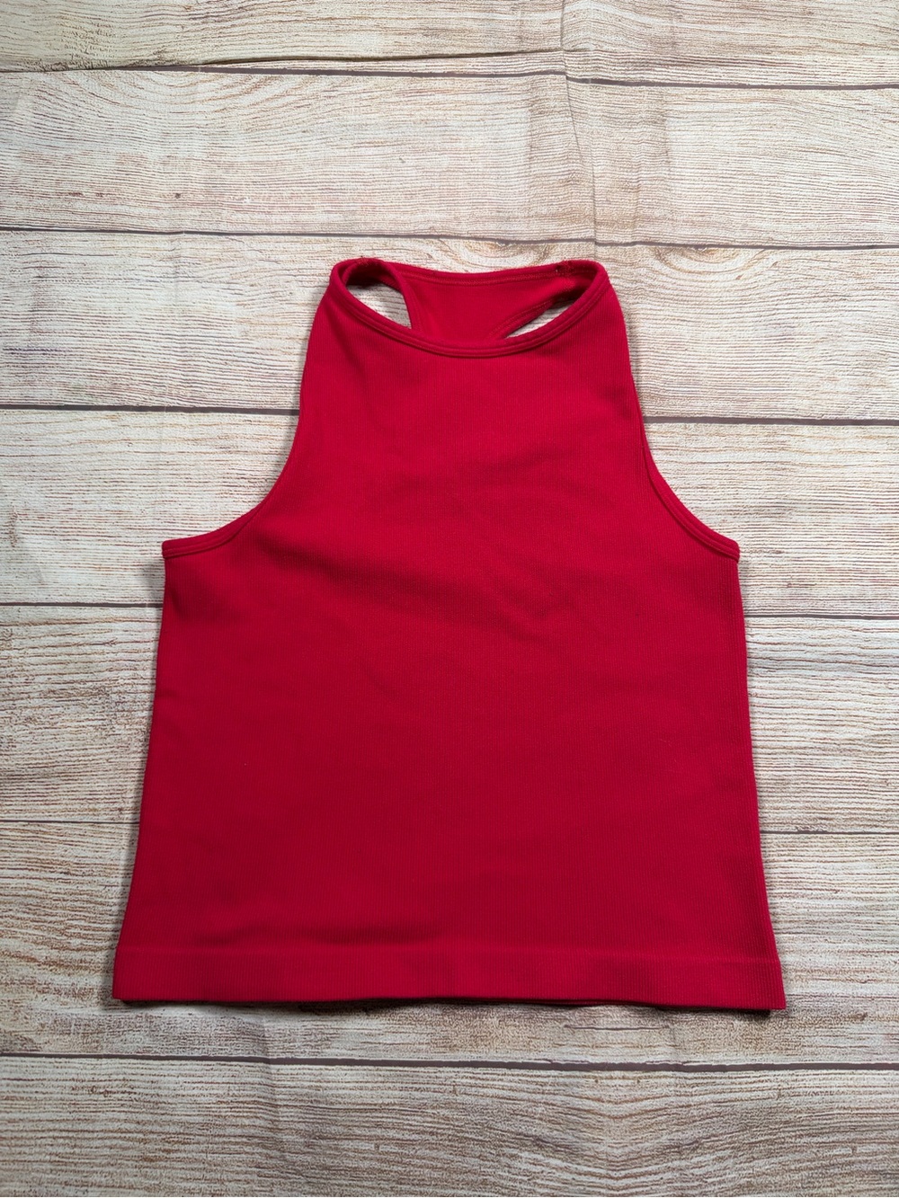 Free People Red Ribbed High-Neck Crop Tank‎